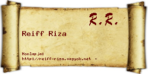 Reiff Riza névjegykártya